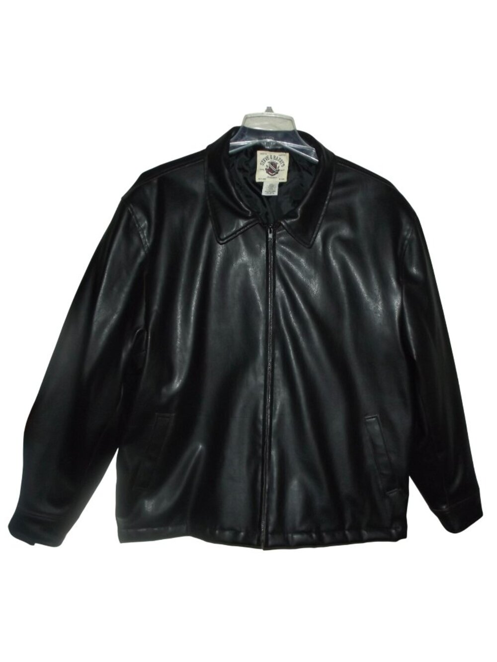 Steve & Barry's Jacket Mens XXL Vintage Black Faux Leather zipper lined straight